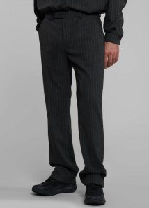 Men Grey Mason Wool Trousers - Dark Grey/White Pinstripe Bottoms The Frankie Shop