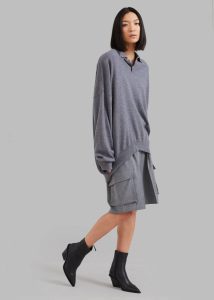 Men Grey Meriel Wool Polo Sweater - Grey The Frankie Shop Knitwear - Image 2