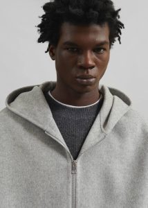 Men Grey Outerwear The Frankie Shop Rye Hooded Wool Jacket - Grey Melange - Image 4