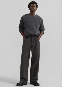 Men Grey The Frankie Shop Bottoms Wharton Corduroy Pants - Charcoal - Image 3