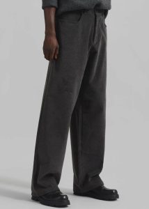 Men Grey The Frankie Shop Bottoms Wharton Corduroy Pants - Charcoal - Image 4