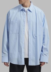 Men Gus Oversized Shirt - Sky The Frankie Shop Blue Tops - Image 3