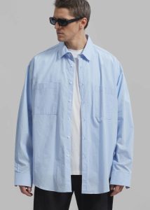 Men Gus Oversized Shirt - Sky The Frankie Shop Blue Tops - Image 4