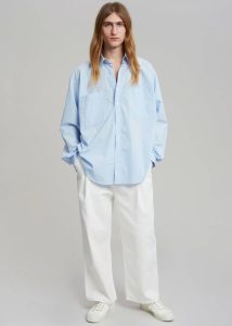 Men Gus Oversized Shirt - Sky The Frankie Shop Blue Tops - Image 5