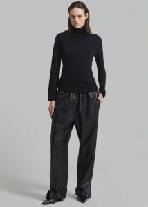 Men Kevin Leather Trousers - Black The Frankie Shop Black Bottoms - Image 5