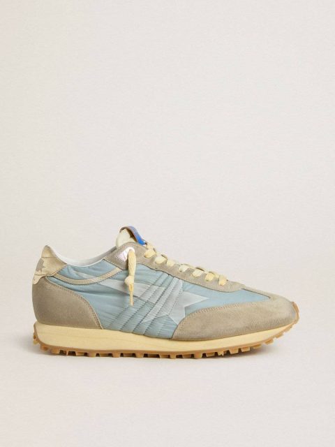Men Marathon Golden Goose Men’s Marathon With Light Blue Nylon Upper And Pastel Blue Star