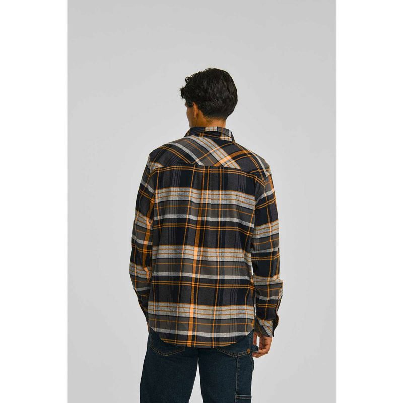 Men Men's Flannel Shirt Blaze/Grey Cat Tops & Outerwear - Image 4