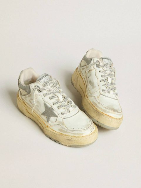 Men Men’s Forty2 In White Leather With Laces With Swarovski Crystals And Gray Star Forty2 Golden Goose - Image 2