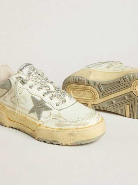 Men Men’s Forty2 In White Leather With Laces With Swarovski Crystals And Gray Star Forty2 Golden Goose - Image 3