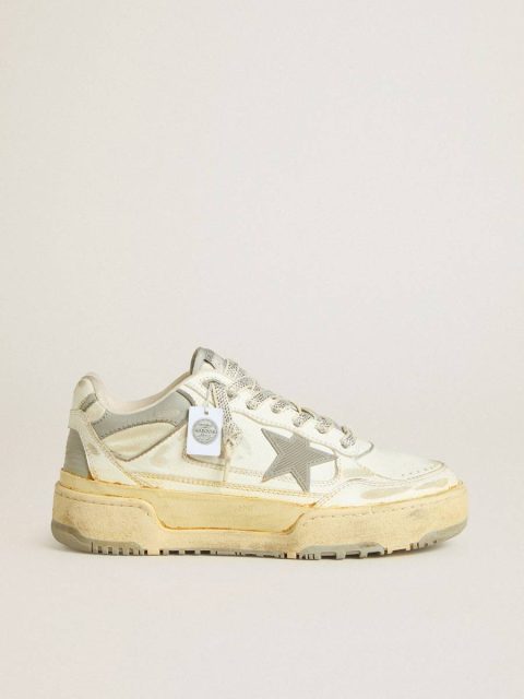Men Men’s Forty2 In White Leather With Laces With Swarovski Crystals And Gray Star Forty2 Golden Goose