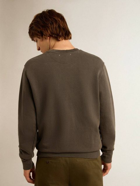 Men Men's Gray Sweatshirt With Logo And Distressed Treatment Golden Goose Anthracite Gray Sweatshirts - Image 4