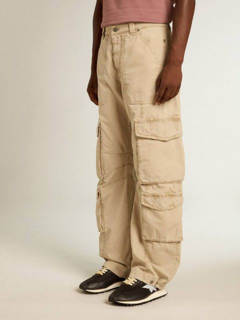 Men Men's Khaki-Colored Cotton Cargo Pants Khaki Jeans & Pants Golden Goose - Image 2