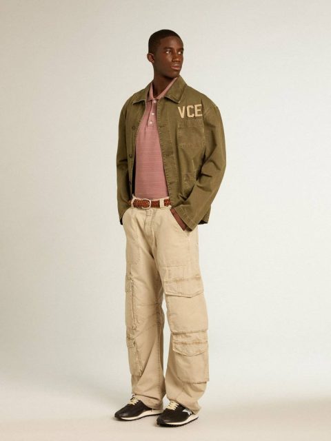 Men Men's Khaki-Colored Cotton Cargo Pants Khaki Jeans & Pants Golden Goose - Image 3