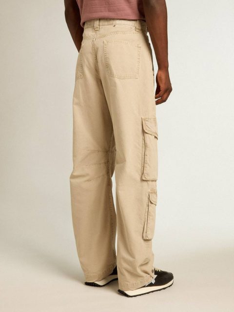 Men Men's Khaki-Colored Cotton Cargo Pants Khaki Jeans & Pants Golden Goose - Image 4
