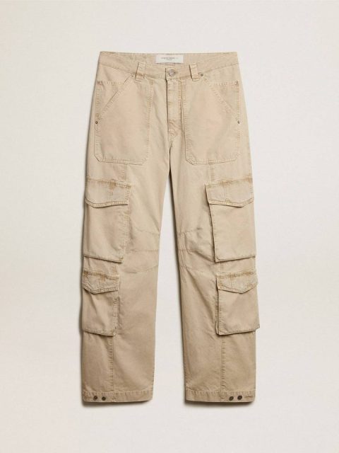 Men Men's Khaki-Colored Cotton Cargo Pants Khaki Jeans & Pants Golden Goose