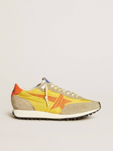 Men Men’s Marathon With Yellow Nylon Upper And Orange Star Marathon Golden Goose