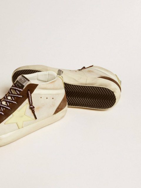 Men Men's Mid Star In Beige Glitter With Yellow Suede Star And Cotton Flash Mid Star Golden Goose - Image 3
