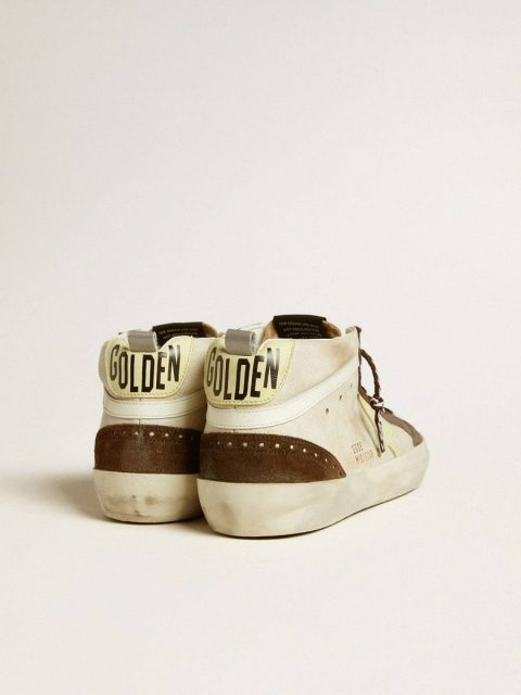 Men Men's Mid Star In Beige Glitter With Yellow Suede Star And Cotton Flash Mid Star Golden Goose - Image 4