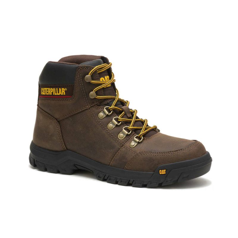 Men Men's Outline Work Boot Boots Cat Seal Brown - Image 3