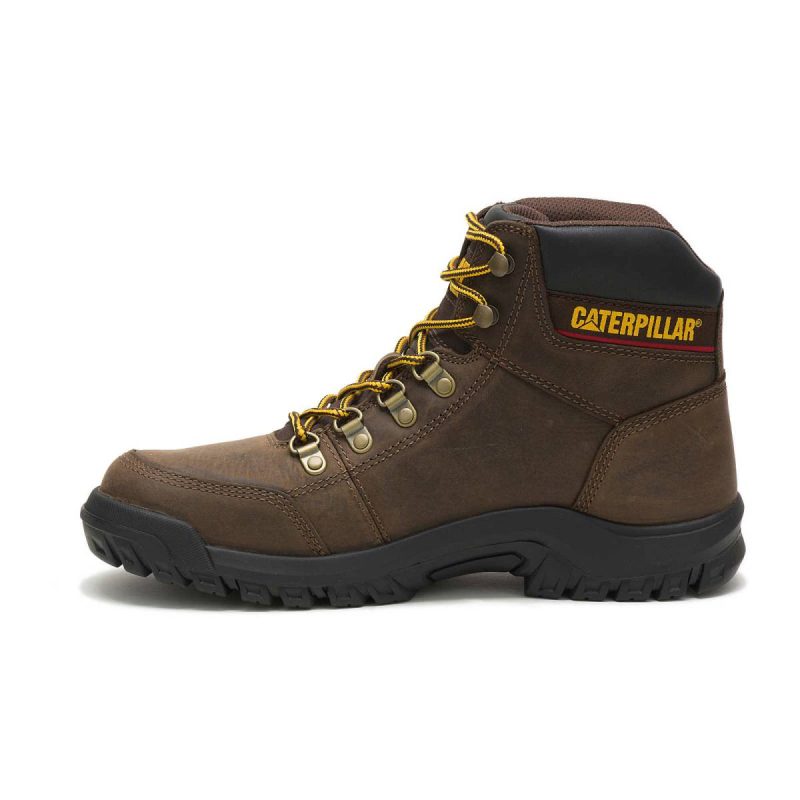 Men Men's Outline Work Boot Boots Cat Seal Brown - Image 4