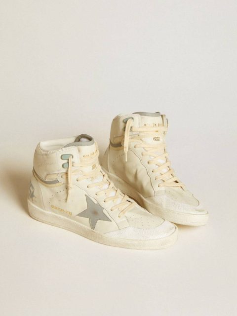 Men Men's Sky-Star In Leather With Light Blue Leather Star And White Heel Tab Golden Goose Sky-Star White - Image 2