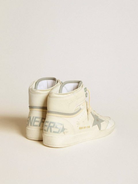 Men Men's Sky-Star In Leather With Light Blue Leather Star And White Heel Tab Golden Goose Sky-Star White - Image 4
