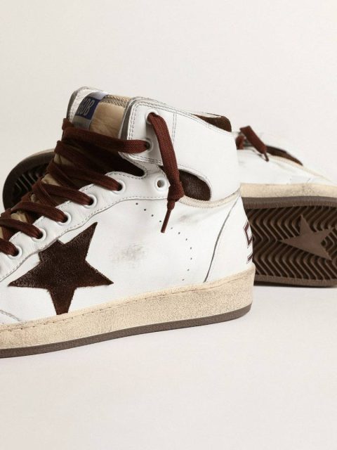 Men Men’s Sky-Star In White Nappa Leather With A Chocolate Suede Star Sky-Star Golden Goose - Image 4