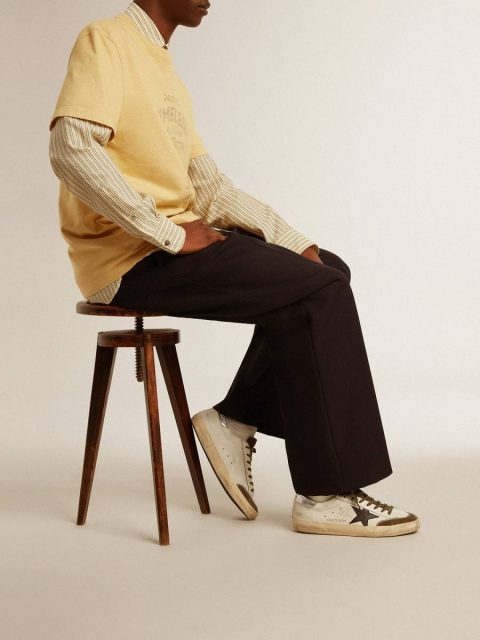 Men Men's Super-Star Ltd In Nappa Leather With Black Leather Star And Silver Heel Tab Super-Star Golden Goose - Image 3