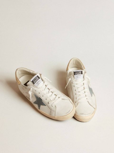 Men Men's Super-Star With Suede Star And Platinum Snake-Print Leather Heel Tab White Golden Goose Super-Star - Image 2