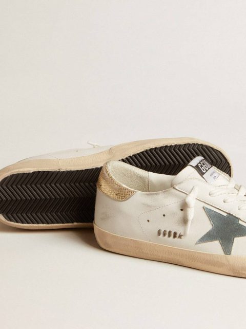 Men Men's Super-Star With Suede Star And Platinum Snake-Print Leather Heel Tab White Golden Goose Super-Star - Image 3