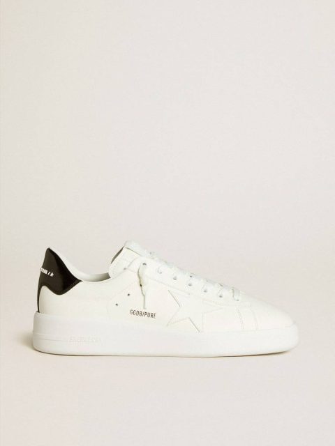 Men Purestar Golden Goose Optical White Men’s Purestar With Leather Star And Black Patent Leather Heel Tab