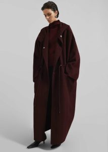 Men Red Alida Hooded Long Coat - Burgundy The Frankie Shop Outerwear