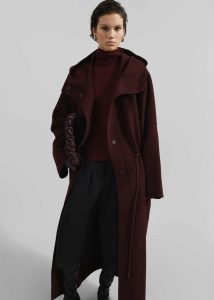 Men Red Alida Hooded Long Coat - Burgundy The Frankie Shop Outerwear - Image 3