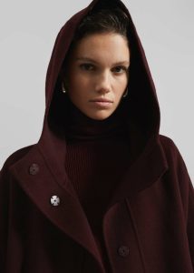 Men Red Alida Hooded Long Coat - Burgundy The Frankie Shop Outerwear - Image 4