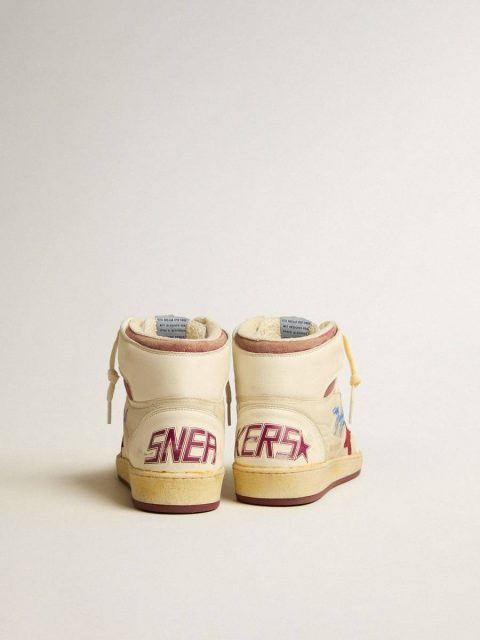 Men Sky-Star Golden Goose Sky-Star In Beige Nylon And Nappa With Pomegranate Suede Star - Image 4