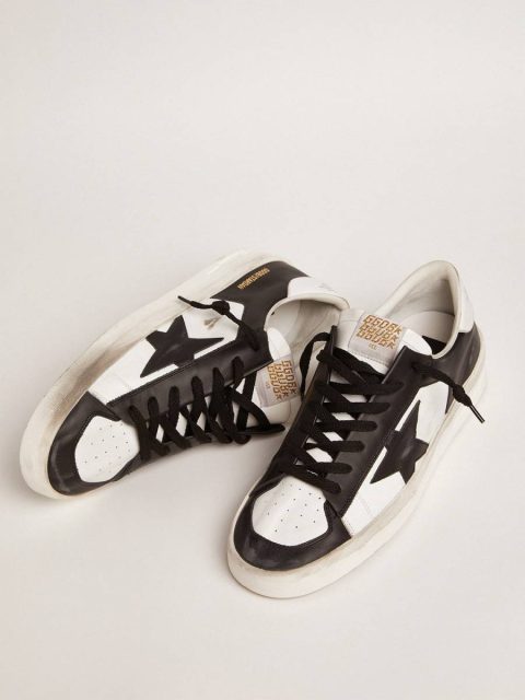 Men Stardan Black And White Golden Goose Men's Stardan In White And Black Leather - Image 2