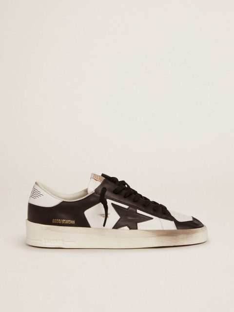 Men Stardan Black And White Golden Goose Men's Stardan In White And Black Leather