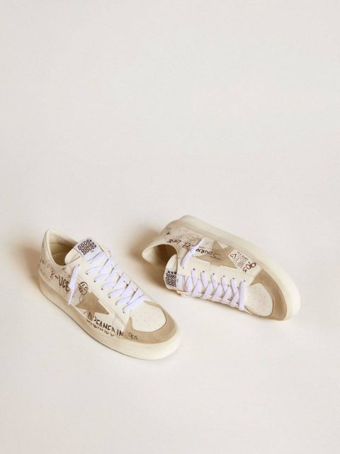 Men Stardan In Leather With All-Over Lettering And Ice-Gray Suede Star Stardan Golden Goose - Image 2