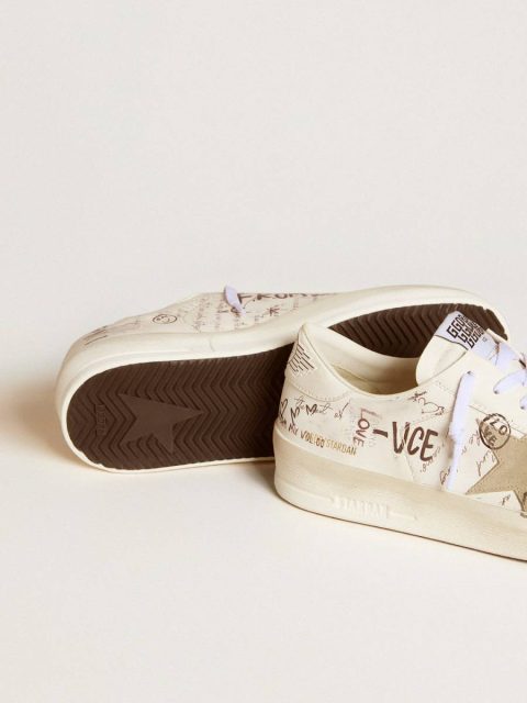 Men Stardan In Leather With All-Over Lettering And Ice-Gray Suede Star Stardan Golden Goose - Image 4