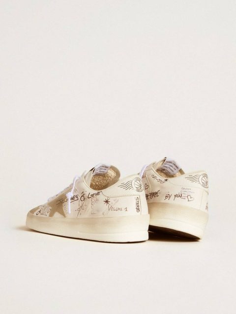 Men Stardan In Leather With All-Over Lettering And Ice-Gray Suede Star Stardan Golden Goose - Image 5