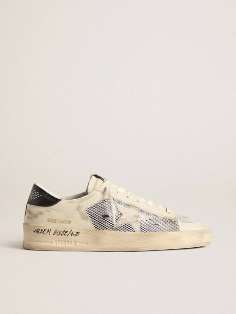 Men Stardan In White Leather And Mesh With White Leather Star Golden Goose Stardan
