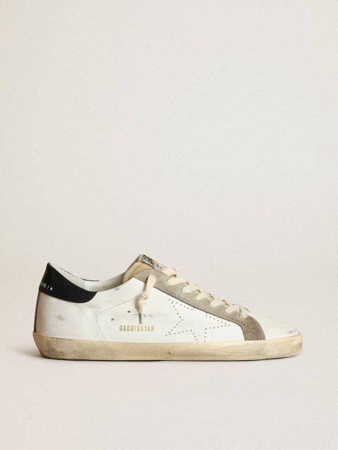 Men Super-Star Golden Goose Men's Super-Star With Perforated Star And Blue Heel Tab White