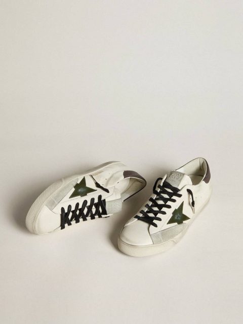 Men Super-Star Men's Super-Star In Nappa With Green Leather Star And Gray Leather Heel Tab Golden Goose - Image 2