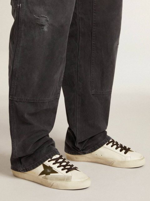 Men Super-Star Men's Super-Star In Nappa With Green Leather Star And Gray Leather Heel Tab Golden Goose - Image 3