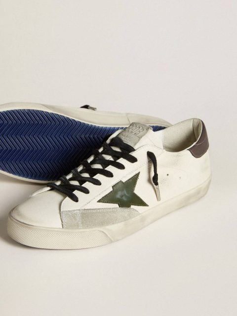 Men Super-Star Men's Super-Star In Nappa With Green Leather Star And Gray Leather Heel Tab Golden Goose - Image 4