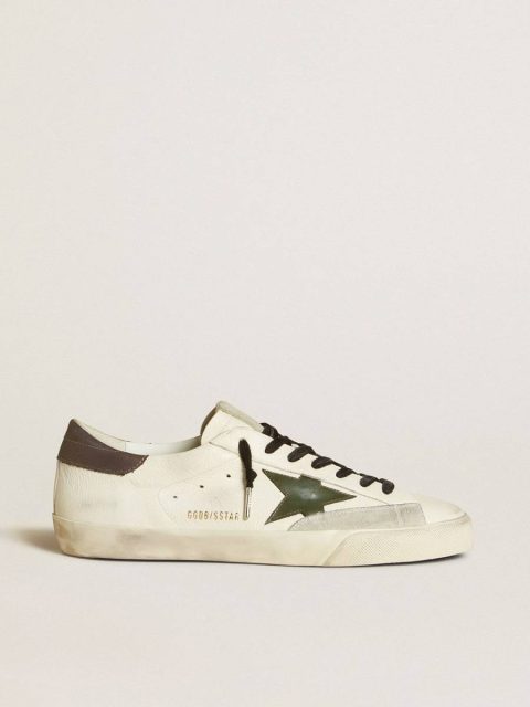 Men Super-Star Men's Super-Star In Nappa With Green Leather Star And Gray Leather Heel Tab Golden Goose