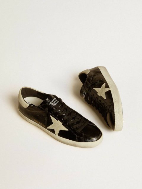 Men Super-Star Men's Super-Star Ltd In Black Patent Leather With Suede Star And Heel Tab Golden Goose - Image 2