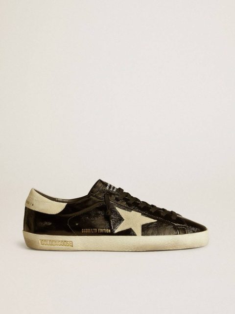 Men Super-Star Men's Super-Star Ltd In Black Patent Leather With Suede Star And Heel Tab Golden Goose