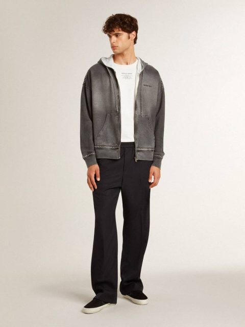 Men T-Shirts & Polo Shirts Golden Goose Men's Worn-White Cotton T-Shirt With Black Lettering Worn White - Image 3
