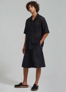 Men The Frankie Shop Black Adan Bermuda Shorts - Black Bottoms - Image 4